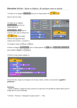 PREMI&Egrave;RE SC&Egrave;NE : Sprite se d&eacute;place, dit quelques mots et miaule