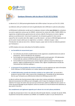 Quelques Eléments clefs du décret P3 (JO 23/11/2016)
