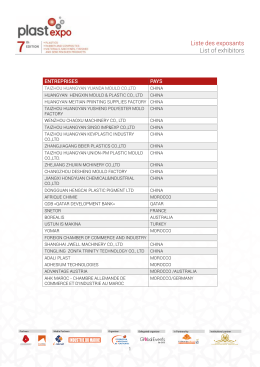 Liste des exposants List of exhibitors