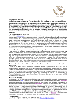 Communiqué de presse - Fondation pour l`Innovation