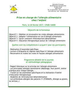 Prise en charge de l`allergie alimentaire chez l`enfant
