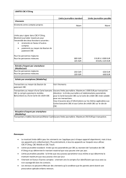 LIMITES CBC K`Ching Limite journali&egrave;re standard Limite journali&egrave;re