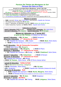 Paroisse Ste Thérèse des Montagnes du Soir Paroisse Ste Claire en