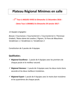 Planning 1er Tour - Ligue de Tambourin