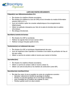 LISTE DES POSTES R&Eacute;CURRENTS Pr&eacute;pos&eacute;(e)