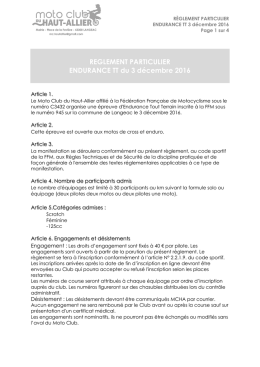 REGLEMENT PARTICULIER ENDURANCE TT du 3