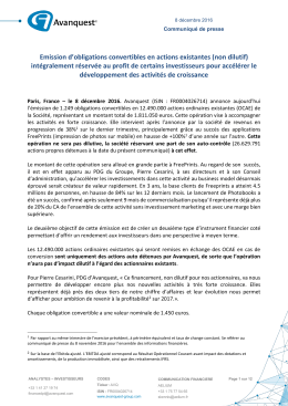 Emission d`obligations convertibles en actions