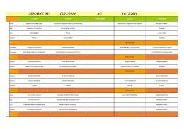 SEMAINE DU 12/12/2016 AU 16/12/2016