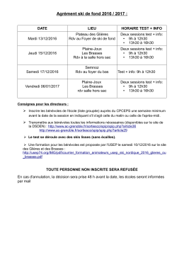 Calendrier des sessions d`agrément en ski nordique