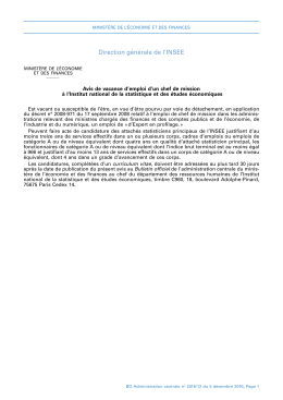 Avis de vacance d`emploi d`un chef de mission à l`Institut national de la