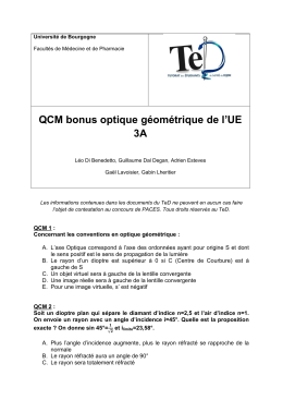 QCM bonus optique géométrique de l`UE 3A