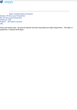 Sujet: Compte-rendus de sessions