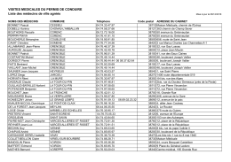 VISITES MEDICALES DU PERMIS DE CONDUIRE Liste des