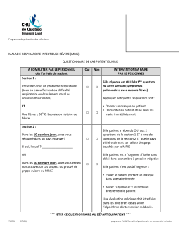 Questionnaire de cas potentiel MRIS