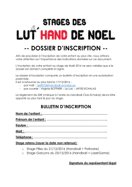 dossier d`inscription - Handball Club Echalas