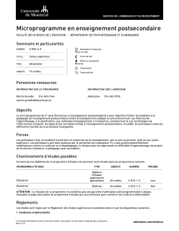 Microprogramme en enseignement postsecondaire