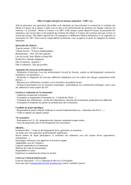 Offre d`emploi charg&eacute;(e) de mission animation