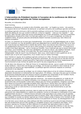 L`intervention du Président Juncker à l`occasion de la