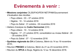 Evénements à venir - HumanitarianResponse