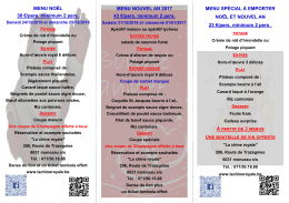 Menu noël et nouvel an