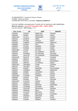 Liste des candidats convoqu&eacute;s pour l`examen &eacute;crit et class&eacute;s par