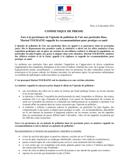 communique de presse - Ministère des Affaires sociales et de la Santé