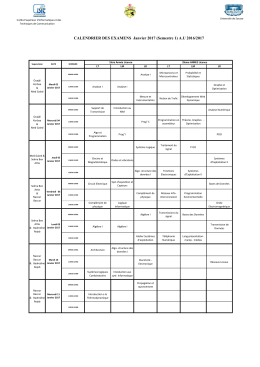 CALENDRIER DES EXAMENS Janvier 2017