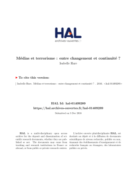 M&eacute;dias et terrorisme : entre changement et continuit&eacute; - HAL