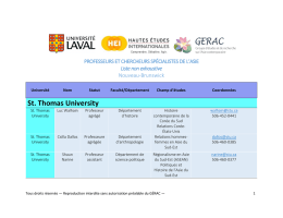St. Thomas University - Groupe d`&eacute;tudes et de recherche sur l`Asie