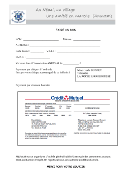 FAIRE UN DON ADRESSE : Code Postal : ______ VILLE :