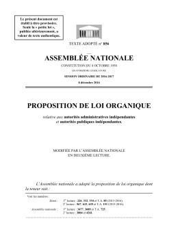 ASSEMBLÉE NATIONALE PROPOSITION DE LOI ORGANIQUE