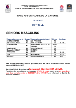 tirage au sort des 1/8&egrave;me de finales masculin