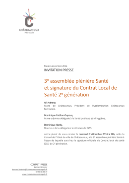 3e assemblée plénière Santé et signature du Contrat Local de