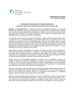 Consultation nationale sur la réussite éduca