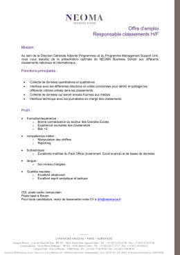 Offre d`emploi Responsable classements H/F