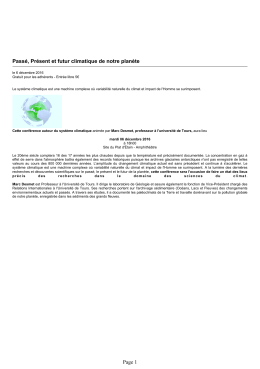 UTL - Passé, Présent et futur climatique de notre planète