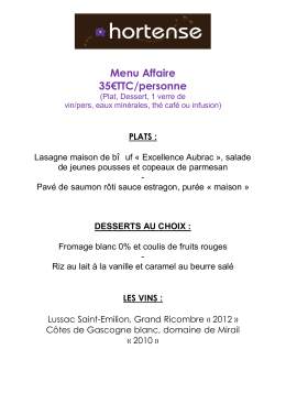 Menu affaire - Le Café Hortense