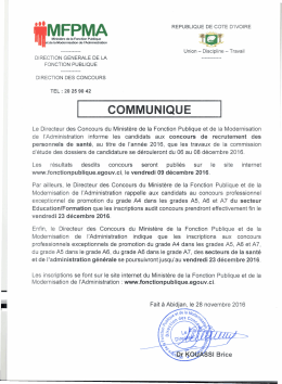 communique relatif au concours professionnel exceptionnel des