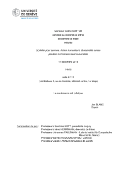 Monsieur C&eacute;dric COTTER candidat au doctorat &egrave;s lettres soutiendra