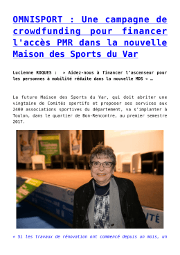 OMNISPORT : Une campagne de crowdfunding pour financer l