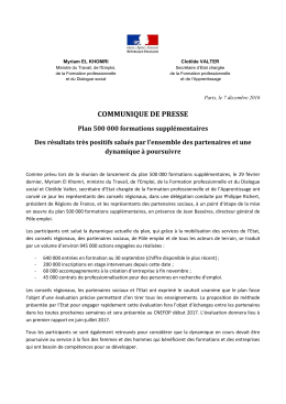 communique de presse - Ministère du Travail, de l`Emploi, de la