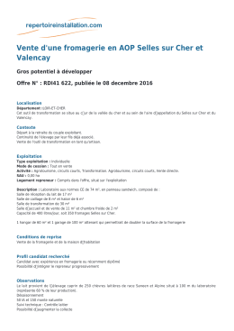 Vente d`une fromagerie en AOP Selles sur Cher et Valencay