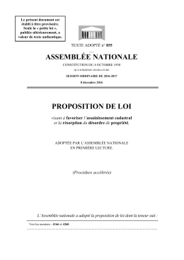 ASSEMBLÉE NATIONALE PROPOSITION DE LOI