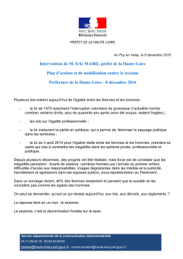 intervention de M. le préfet - Internet des Services de l`Etat en Haute