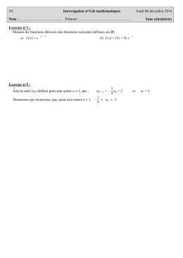 TS Interrogation n°4 de mathématiques Jeudi 08 décembre 2016