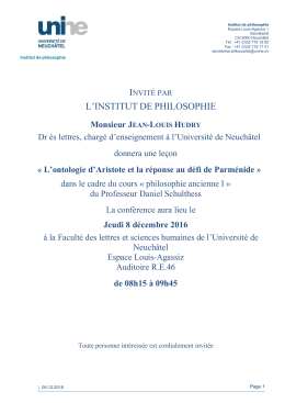 L`ontologie d`Aristote et la réponse au défi de Parménide