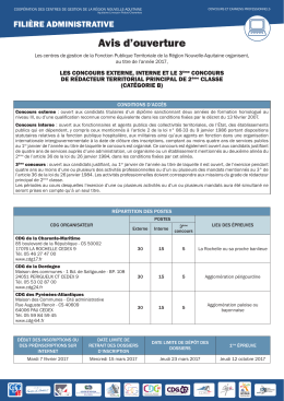 Avis d`ouverture - Centre de gestion de la fonction publique