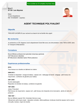 Recrutement CV AGENT TECHNIQUE POLYVALENT