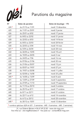 Calendrier des parutions