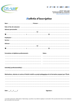 Bulletin d`inscription